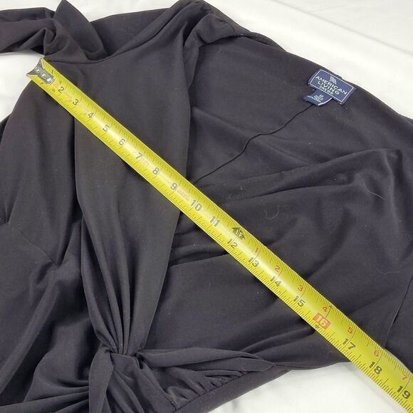 10 AMERICAN LIVING BLACK FAUX WRAP STRETCH MIDI SEXY PLUNGE DRESS Large - Picture 2 of 12